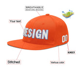 Custom Orange-White 3D Puff Embroidery Flat Embroidery Casual Sport Baseball Cap