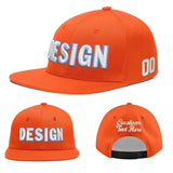 Custom Orange-White 3D Puff Embroidery Flat Embroidery Casual Sport Baseball Cap