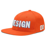 Custom Orange-White 3D Puff Embroidery Flat Embroidery Casual Sport Baseball Cap