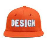 Custom Orange-White 3D Puff Embroidery Flat Embroidery Casual Sport Baseball Cap