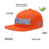 Custom Orange-White 3D Puff Embroidery Flat Embroidery Casual Sport Baseball Cap
