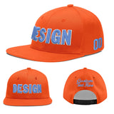 Custom Orange-White 3D Puff Embroidery Flat Embroidery Casual Sport Baseball Cap