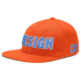 Custom Orange-White 3D Puff Embroidery Flat Embroidery Casual Sport Baseball Cap