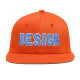Custom Orange-White 3D Puff Embroidery Flat Embroidery Casual Sport Baseball Cap