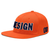 Custom Orange 3D Puff Embroidery Flat Embroidery Casual Sport Baseball Cap
