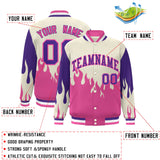Custom Graffiti Pattern Flame Personalized Stitched Name Number Bomber Jackets Varsity Full-Snap Jacket