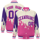 Custom Graffiti Pattern Flame Personalized Stitched Name Number Bomber Jackets Varsity Full-Snap Jacket