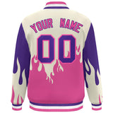 Custom Graffiti Pattern Flame Personalized Stitched Name Number Bomber Jackets Varsity Full-Snap Jacket