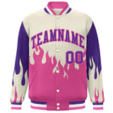 Custom Graffiti Pattern Flame Personalized Stitched Name Number Bomber Jackets Varsity Full-Snap Jacket