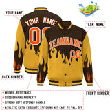 Custom Graffiti Pattern Flame Personalized Stitched Name Number Bomber Jackets Varsity Full-Snap Jacket