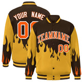 Custom Graffiti Pattern Flame Personalized Stitched Name Number Bomber Jackets Varsity Full-Snap Jacket