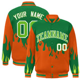 Custom Graffiti Pattern Flame Personalized Stitched Name Number Bomber Jackets Varsity Full-Snap Jacket