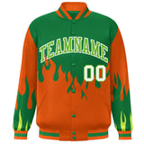 Custom Graffiti Pattern Flame Personalized Stitched Name Number Bomber Jackets Varsity Full-Snap Jacket