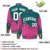 Custom Graffiti Pattern Flame Personalized Stitched Name Number Bomber Jackets Varsity Full-Snap Jacket