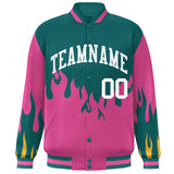 Custom Graffiti Pattern Flame Personalized Stitched Name Number Bomber Jackets Varsity Full-Snap Jacket