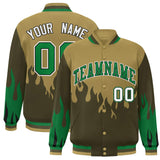 Custom Graffiti Pattern Flame Personalized Stitched Name Number Bomber Jackets Varsity Full-Snap Jacket