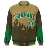 Custom Graffiti Pattern Flame Personalized Stitched Name Number Bomber Jackets Varsity Full-Snap Jacket