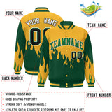Custom Graffiti Pattern Flame Personalized Stitched Name Number Bomber Jackets Varsity Full-Snap Jacket