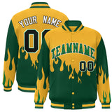 Custom Graffiti Pattern Flame Personalized Stitched Name Number Bomber Jackets Varsity Full-Snap Jacket