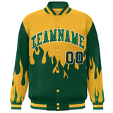 Custom Graffiti Pattern Flame Personalized Stitched Name Number Bomber Jackets Varsity Full-Snap Jacket