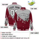 Custom Graffiti Pattern Flame Personalized Stitched Name Number Bomber Jackets Varsity Full-Snap Jacket