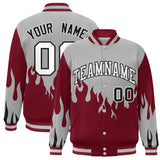 Custom Graffiti Pattern Flame Personalized Stitched Name Number Bomber Jackets Varsity Full-Snap Jacket