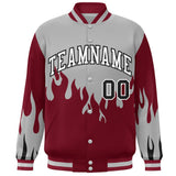 Custom Graffiti Pattern Flame Personalized Stitched Name Number Bomber Jackets Varsity Full-Snap Jacket