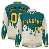 Custom Graffiti Pattern Flame Personalized Stitched Name Number Bomber Jackets Varsity Full-Snap Jacket
