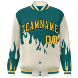 Custom Graffiti Pattern Flame Personalized Stitched Name Number Bomber Jackets Varsity Full-Snap Jacket