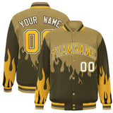 Custom Graffiti Pattern Flame Personalized Stitched Name Number Bomber Jackets Varsity Full-Snap Jacket