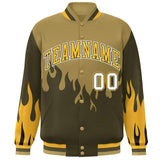 Custom Graffiti Pattern Flame Personalized Stitched Name Number Bomber Jackets Varsity Full-Snap Jacket