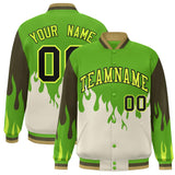 Custom Graffiti Pattern Flame Personalized Stitched Name Number Bomber Jackets Varsity Full-Snap Jacket