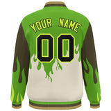 Custom Graffiti Pattern Flame Personalized Stitched Name Number Bomber Jackets Varsity Full-Snap Jacket