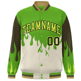 Custom Graffiti Pattern Flame Personalized Stitched Name Number Bomber Jackets Varsity Full-Snap Jacket