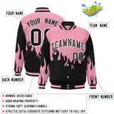Custom Graffiti Pattern Flame Personalized Stitched Name Number Bomber Jackets Varsity Full-Snap Jacket