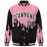 Custom Graffiti Pattern Flame Personalized Stitched Name Number Bomber Jackets Varsity Full-Snap Jacket