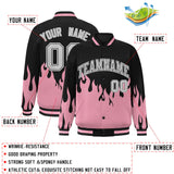 Custom Graffiti Pattern Flame Personalized Stitched Name Number Bomber Jackets Varsity Full-Snap Jacket