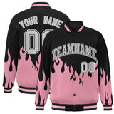 Custom Graffiti Pattern Flame Personalized Stitched Name Number Bomber Jackets Varsity Full-Snap Jacket