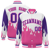 Custom Graffiti Pattern Flame Personalized Stitched Name Number Bomber Jackets Varsity Full-Snap Jacket