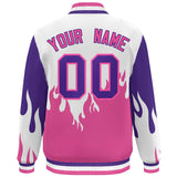 Custom Graffiti Pattern Flame Personalized Stitched Name Number Bomber Jackets Varsity Full-Snap Jacket