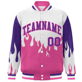 Custom Graffiti Pattern Flame Personalized Stitched Name Number Bomber Jackets Varsity Full-Snap Jacket