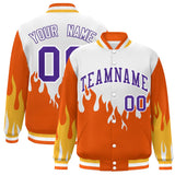 Custom Graffiti Pattern Flame Personalized Stitched Name Number Bomber Jackets Varsity Full-Snap Jacket
