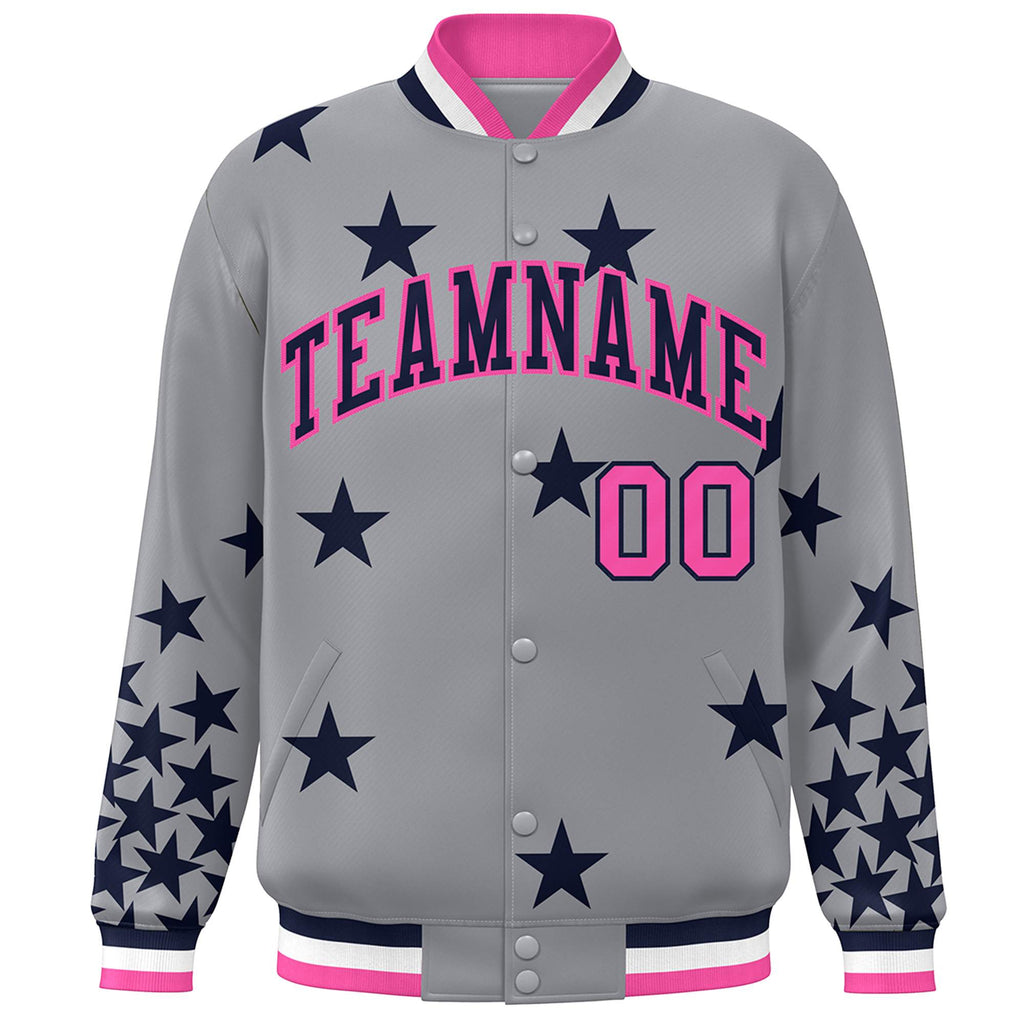 Custom Graffiti Pattern Star Varsity College  Baseball Jacket Bomber Full-Snap Men's Jacket