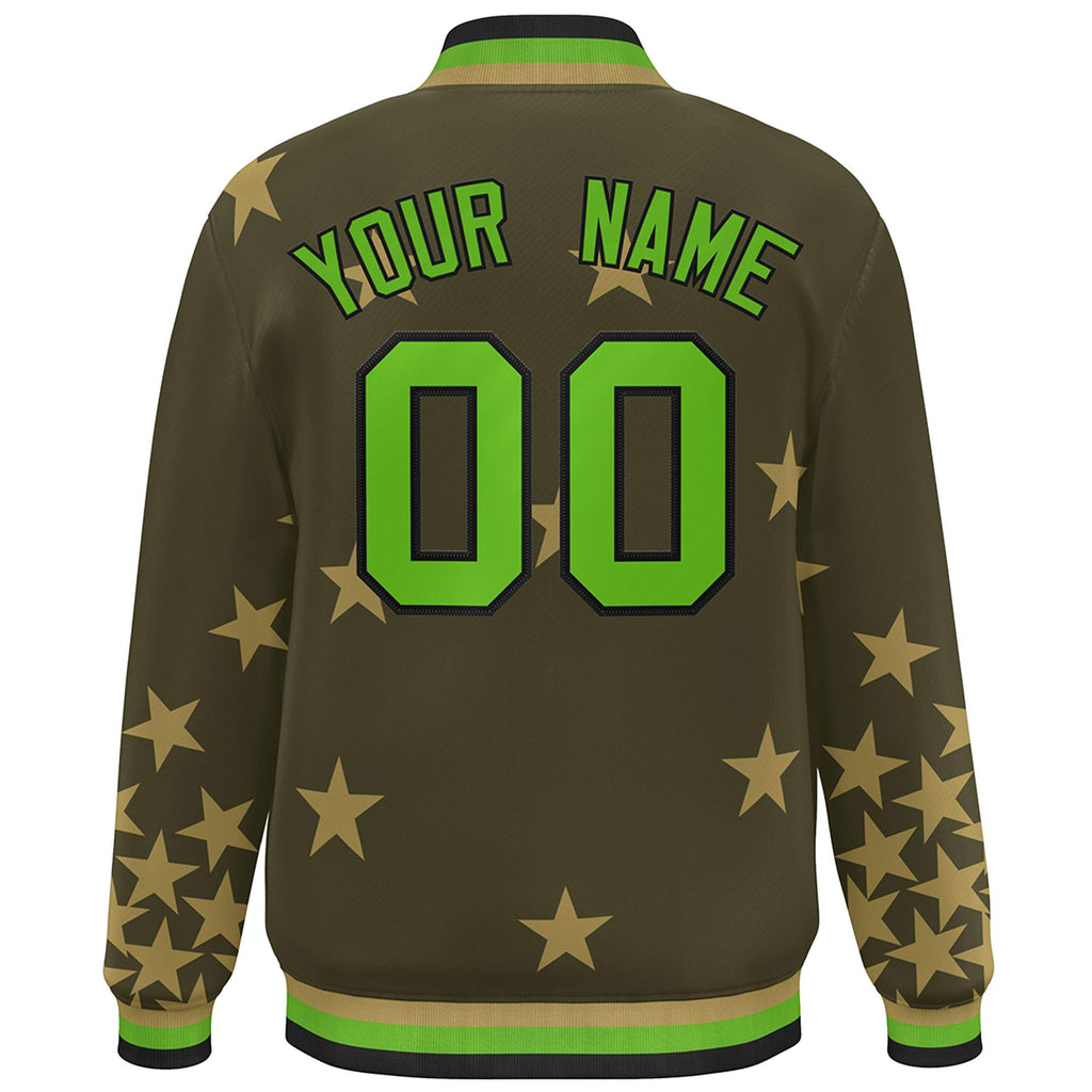 Custom Graffiti Pattern Star Varsity College  Baseball Jacket Bomber Full-Snap Men's Jacket