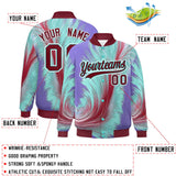 Custom Crimson Varsity Full-Snap Feather Fluid Pattern Letterman Baseball Jacket