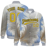 Custom Gray Varsity Full-Snap Feather Fluid Pattern Letterman Baseball Jacket