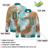 Custom Aqua Varsity Full-Snap Feather Fluid Pattern Letterman Baseball Jacket