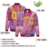 Custom Crimson Varsity Full-Snap Feather Fluid Pattern Letterman Baseball Jacket