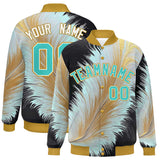 Custom Old Gold Varsity Full-Snap Feather Fluid Pattern Letterman Baseball Jacket