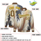 Custom Light Brown Varsity Full-Snap Feather Fluid Pattern Letterman Baseball Jacket
